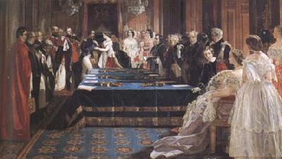Edward Matthew Ward The Investiture of Napoleon III with the Order of the Garter 18 April 1855 (mk25) oil painting image